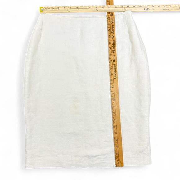 Ralph Lauren Collection Purple Label Linen Pencil Skirt 10 Vintage Cream Classic - Picture 8 of 11